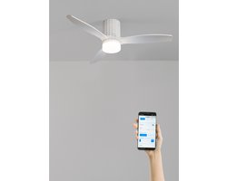 WIND CALM LINE - Plafondventilator 40W silent Ø132 cm 100% hout - Wit - Met licht - Verticale lijnen - WIFI + afstandsbediening - WIND CALM LINE