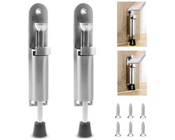 Winddichte deurstoppers - 2 Stuks - Voetbediening - Veerbelasting - Deurstop - Deurstopper - Deurbuffer - Deurvastzetter - Antislip - Met rubberen buffers - voor binnen en buiten - voor garagedeur, balkondeur, houten