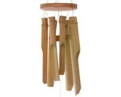 Windgong Bamboe - Tuindecoratie Melodie - Buiten Ontspannen - Handgemaakt Natuurlijk - 25 cm - Natuurlijk