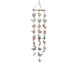 Windgong decoratie vlinders raamdecoratie hout Ø15cm 55cm