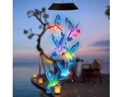 Windgong - Kolibrie Hanglamp - Zonne-energie - Kleur veranderende LED - Decoratieve Hanglamp voor Buiten