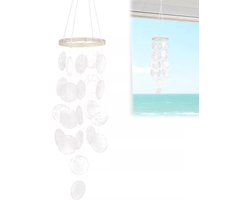Windgong voor Buiten en Tuin, Zeeglas Decoratie, Droomvanger, Unieke Cadeaus, Natuurlijke Geluiden, Tuinaccessoires, Wit