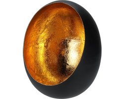 Windlicht - 16 cm - Metaal - Zwart-goud - kerst - waxinelichthouders - sinterklaascadeautje - kerstdecoratie voor binnen