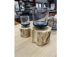 Windlicht eik met glas