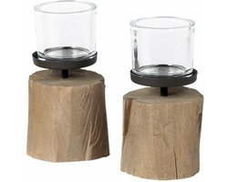 Windlicht eik met glas