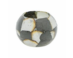 Windlicht HOME SOCIETY Daru windlicht Smal - zwart/ wit - 8,5 x 10 x 7cm