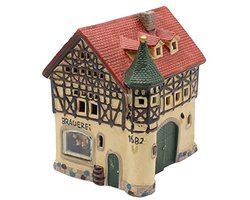 Windlicht huis van porselein - sfeervolle decoratie voor binnen en buiten - 15 x 16 x 17 cm