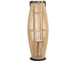 windlicht - lantaarn bamboe met glas - GROOT - 72 CM H