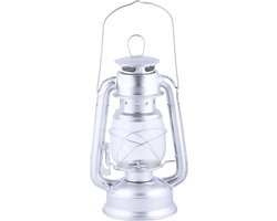 Windlicht / olielamp zilver 24 cm hoog voor waxinelichtjes