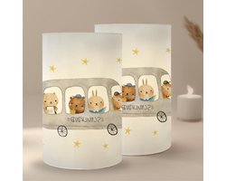 Windlicht Tafeldecoratie - Kaarsenhouder Decoratie - Eerste schooldag versieren - Zonder lijm in elkaar te steken - 10 stuks - Schoolbus