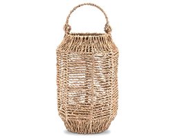 Windlicht van zeegras - rotan lantaarn voor binnen en buiten - boho decoratie