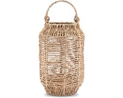 Windlicht van zeegras - rotan lantaarn voor binnen en buiten - boho decoratie
