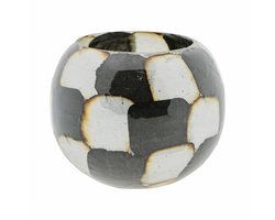 Windlicht - Waxinehoduer daru l zwart wit - 12,5 x 12 x 9