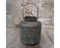 Windlicht Zago | Antraciet | Grijs | Oosters | Lantaarn | Kandelaar | Woon | Wonen | Decoratie | Woonaccessoires | Woonaccessoire | Landelijk | Industrieel | Eyecatcher | Waxine | Waxinelichthouder | Theelichthouder | Theelicht | Stompkaars | Tof