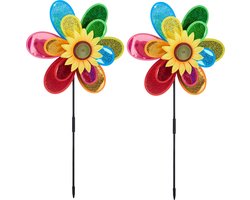 windmolen bloem - set van 2 - 75 x 38 x 14 cm - windspinner tuin en balkon - reflecterend
