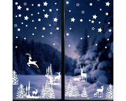 Window stickers, 9 sheets, removable electrostatic window stickers with Christmas tree, reindeer and stars, stickers for window decoration, Christmas, winter, New Year's Eve, etc.