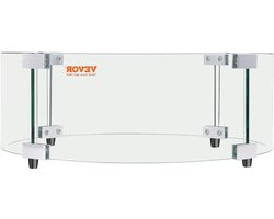 Windscherm voor Vuurkorf 740 x 214 mm - Rond Glazen Vlamschild 6 mm - Vuurtafel Accessoire - Helder Gehard Glas - Vlambescherming voor Propaan Gas - Buiten Terras Achtertuin
