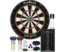 WINDSOR Dartbord - met Dartpijlen & Accessoires - Sisal - Dartboard - Knight 3