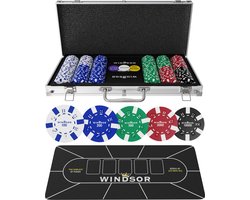 Windsor Pokerset - 300 Chips - PokerKleed - Blinds - Kaarten - Pokerchips - Poker Fiches