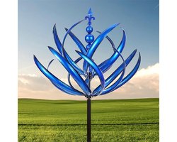 Windspinner - Windgong - Windvanger - Tuin Decoratie - Draaibare Metaal Buiten Windmolen, Gietijzer Terras Decoratie, Blauw, Geschikt voor Tuin en Grasveld