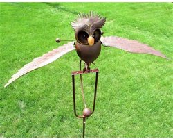 Windspinner - Windgong - Windvanger - Tuin Decoratie - Metaal Uil Windmolen, Buiten Tuin Kunst Decoratie, Schommelende Tuinpaal Handwerk