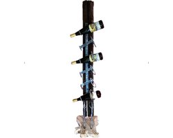 Wine Rack Java Medium 6 Bottles 150 cm hoog - wijnrek - wijnhouder - sommelier - tropische houtsoort gedroogd - hout - decoratiefiguur - handgemaakt - interieur - accessoire - voor binnen - voor buiten - cadeau - geschenk - tuinfiguur - tuinbeeld
