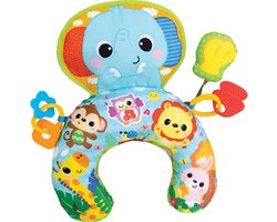 WINFUN Jungle Fun Tummy Time Kussen speelt vrolijke melodietjes met rammelaar en babyveilige bijtring