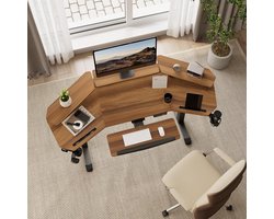 Wing Pro XL Elektrisch Zit-Sta Bureau – 182x76 cm, Gaming Desk met Dubbele Motor, LED Licht, Monitorstandaard en Kantelbaar Toetsenbordblad, Ergonomisch & Verstelbaar NoviHome