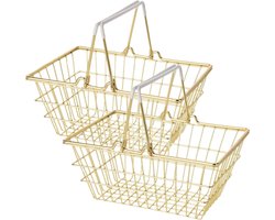 Winkelmandje - 4x - goud - metaal - draadmandje - 18 x 13 x 8 cm - decoratie/opbergen