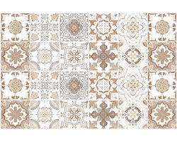 Winkrs - 24 Tegelstickers - 15x15cm - Zelfklevende Tegels voor badkamer, keuken, meubels - Plaktegels aardekleuren mandala