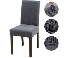 Winkrs | Stoelhoes Donkergrijs| Meubilair, eetkamerstoel - Stoelhoezen Eetkamerstoelen Stretch Badstof