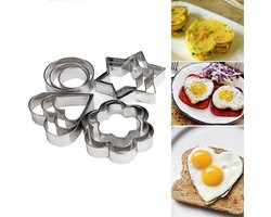 Winkrs | Uitsteekvormen 12x | Bloem, ster, cirkel en hart | Bakvorm, cookie cutter, cakevorm, klei | RVS