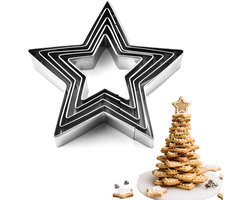 Winkrs – Uitsteekvormen Set van 5 Sterren – Ster vorm metaal 4 tot 8 cm – RVS Bak- & Koekvormen voor uitsteken deeg & fondant