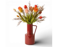 WinQ-Gevarieerd Boeket Tulpen in diverse Rood en Roze-15 tulpen- bremtakken