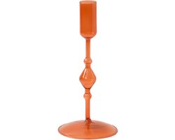 WinQ! - Kleurige Glaskandelaar Terra in de maat 10x10x22cm-Kaarsenhouder glas– Decoratie woonkamer – geschikt voor Dinerkaarsen