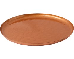 WinQ!-Koperkleurige Schaal (d:40cm) met Kiezelsteen motief - decoratieschaal -kaarsenplateau