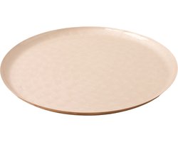 WinQ-Off White kleurige Plateau (d: 40cm) met wit Kiezelsteen motief aan de binnenkant- decoratieschaal 40cm -schaal voor kaarsen