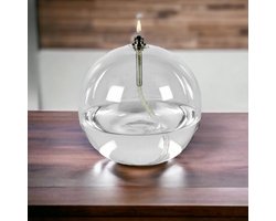 WinQ!- Olielamp in bolvorm 10cm Set 2st-helder glas-inclusief Lont-makkelijk hervulbaar-mooie warme sfeerverlichting