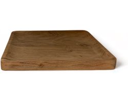 WinQ - Schaal Acaciahout 25x25x2cm - presenteerschaal hout- dienblad hout- schaal voor kaarsen - onderbord voor kaarsen en olielampen