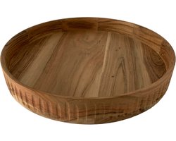WinQ - Schaal Acaciahout d:35cm - fruitschaal hout - Houtenschaal rond - presenteerschaal