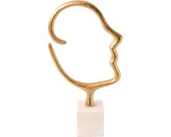 WinQ - Silhouet van Hoofd Goud- decoratief Ornament 20x29cm - zwarte marmer voet