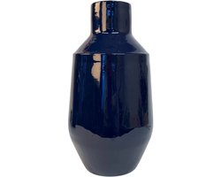 WinQ- Vaas Essence 19x34cm Blauw-Vaas voor Kunstbloemen-Hoge Vaas-Metalen Vaas