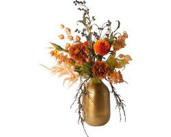 WinQ-Zijden Boeket Creme/ Terra/ warm Oranje-Kunstbloemen-ex vaas