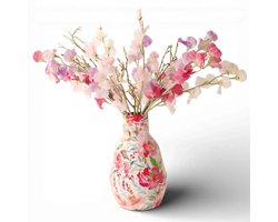 WinQ-Zijden boeket met Lathyrus in Wit, Roze en Lila Tinten-incl vaas-kunstbloemen