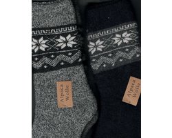 Winter kousen | Alpaca Sokken | Dames | Heren | unisex |grijstinten | 3 Paar | Alpaca Wol | Maat 35-38 | Heerlijk Warm en Rekbaar | Versiert met ijskristallen | wintersport