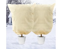 Winterbescherming voor Planten 80 x 120 cm Herbruikbare Pot Plant Zak met Koord en Rits - Vorstbescherming Fleece Insectenbescherming Set van 2