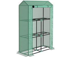 Winterbestendig glazen kas met rolldeur en planken, voor balkon en tuin, UV-bescherming, 100x40x150cm, tomaatkas voor groenten, bloemen, planten, groen