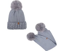 Wintermuts en sjaal - Warme & Stijlvolle Muts met sjaal voor Jongens en Meisjes - Perfect voor de Winter - Verkrijgbaar in Diverse Kleuren - 6 maanden tot 3 jaar