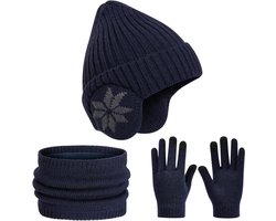Wintermuts Sjaal Set - Kinderaccessoires - Warm Blijven - Met Oorflappen - One Size - Multicolor