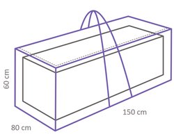 Winza outdoor cover - kussentas - 150x80x60 -720ltr - met rits - met draaghandels - donkergrijs